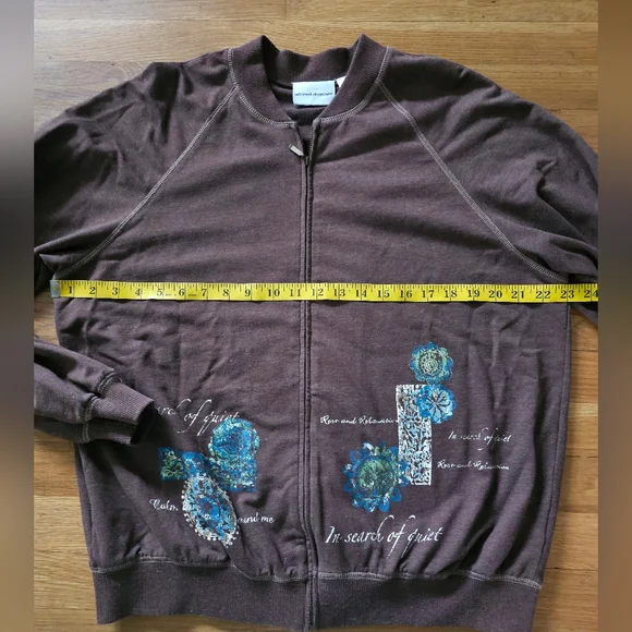 Alfred Dunner Brown Long Sleeve Full Zip Relax Back Graphics Women's Size 14 - Picture 4 of 9